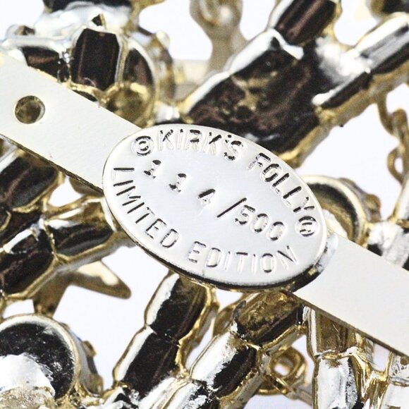 Kirks Folly LTD Edition 023/500 Rhinestones Massive 5" Gold Tone Dangle Brooch - Picture 9 of 10